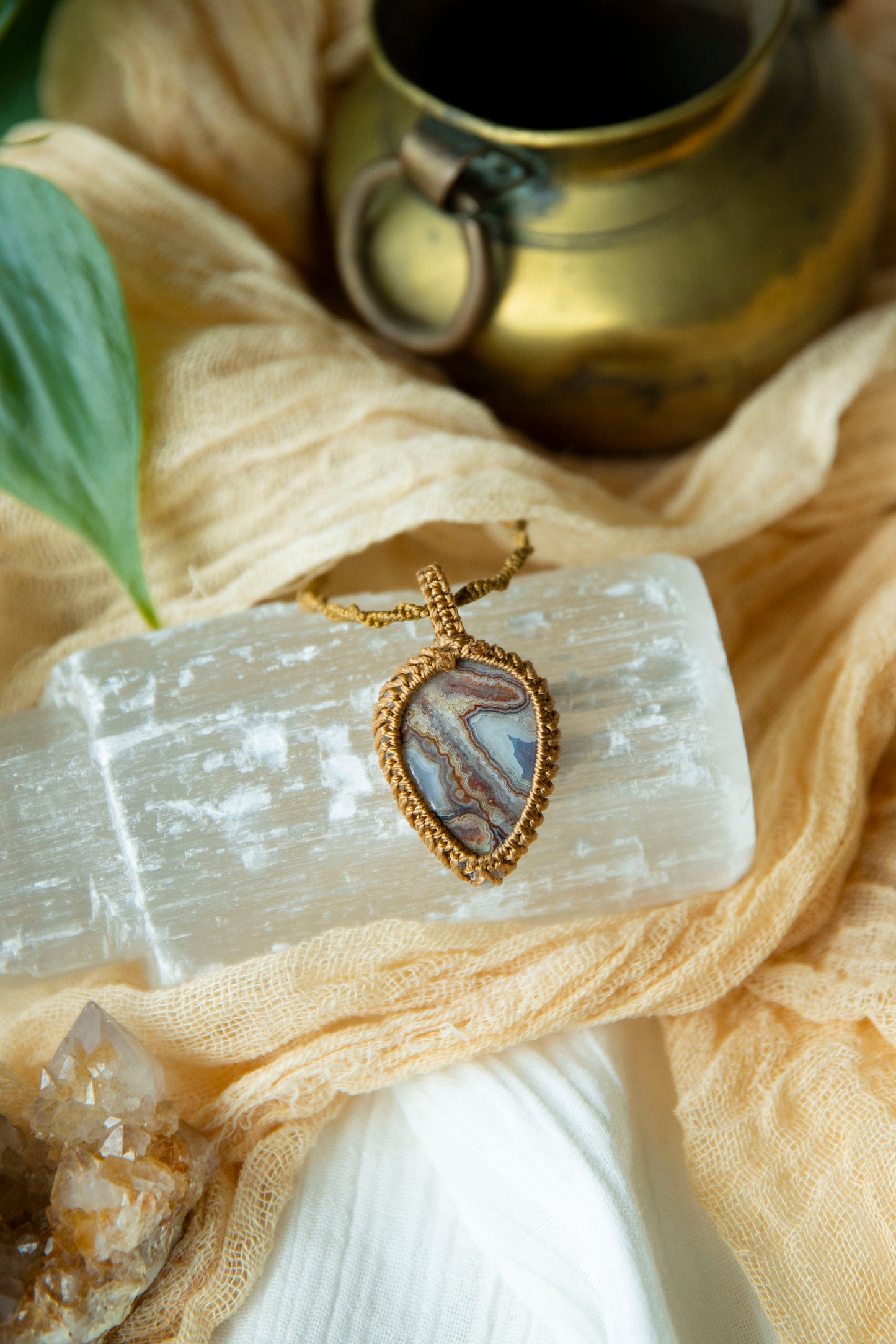 Macrame Wrapped Crazy Lace Agate #01